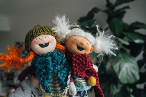 Greta and Liesel - Waldorf Inspired wool filled sock doll