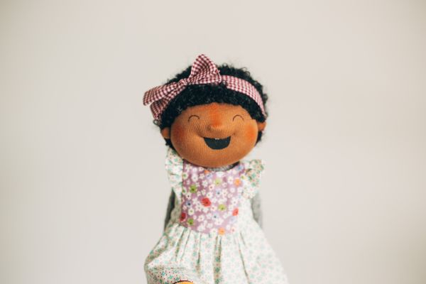 Nora - Waldorf Inspired Wool Filled doll with cotton sundress