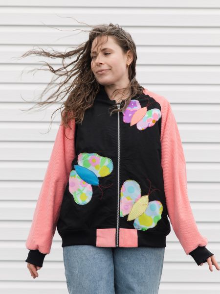 Upcycled Butterfly Bomber Jacket