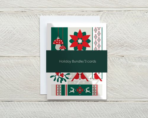 Holiday greeting card bundle / 3 cards
