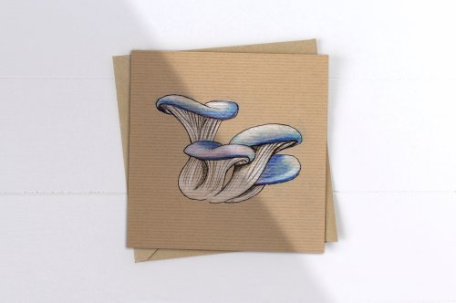 Oyster mushroom mini greeting card