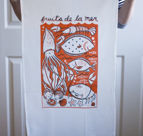Fruits De La Mer tea towel