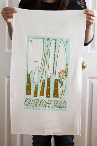 Killer Knife Skills tea towel