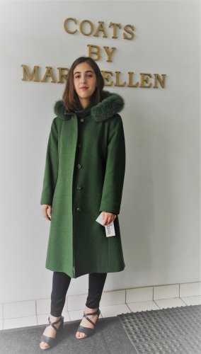 Elena Coat - 100% Pure Virgin Merino Wool - Detachable Fox Hood