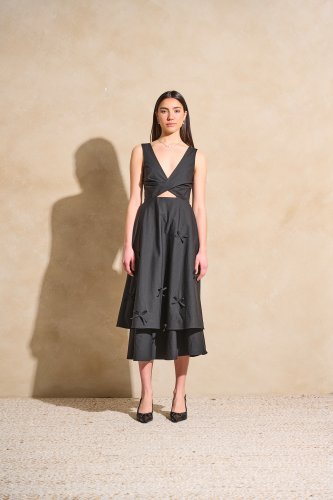 Twisted Basics Dress - Italian Poplin Black