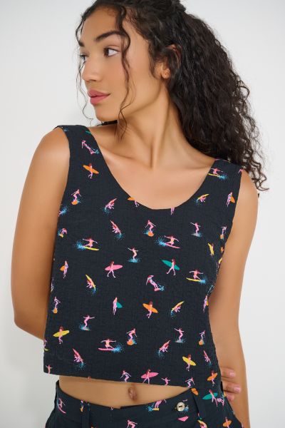 Reef Reversible Top - Petit Surfer & Deep Teal