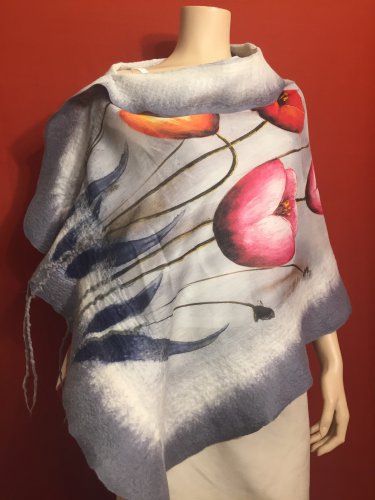 Shawl felted with brooch