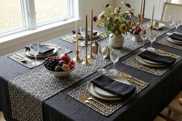 Charcoal black Table Cloth