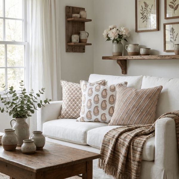 Serere Soil Cushion Cover, Paisley Topaz Cushion Cover and Arko Topaz Cushion Cover