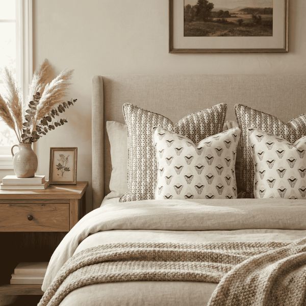 Evia Charcoal Cushion Cover and Munnar Stone Cushion Cover