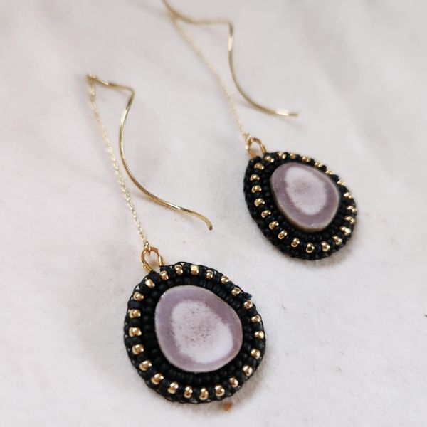 beaded caribou antler earrings