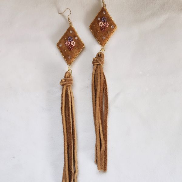 Beaded moosehide earrings