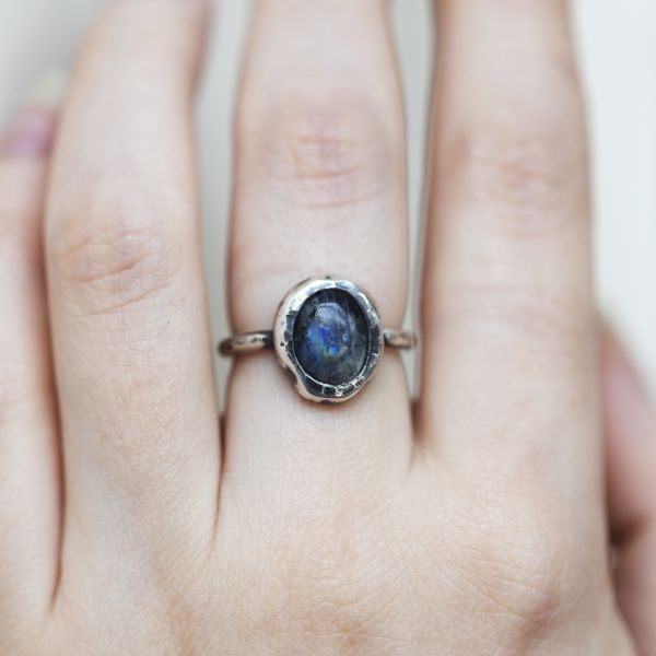 Organic Oval Labradorite Ring