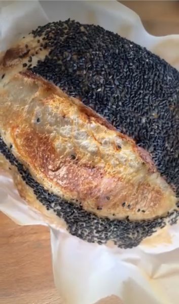 Roasted garlic and black sesame sourdough
