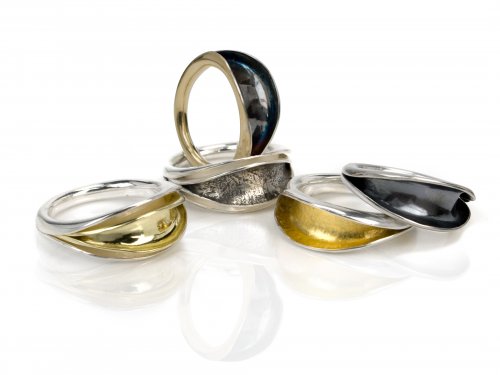 Hollow Form Flourishing Rings