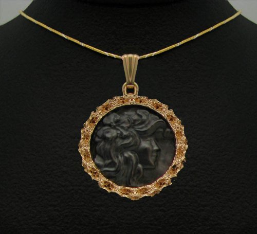 14K Gold and cast glass pendant