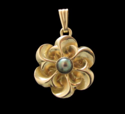 14K gold and black pearl