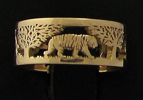 Tiger Motif Wedding Band