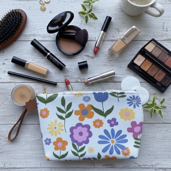 70s Floral Zippered Pouch