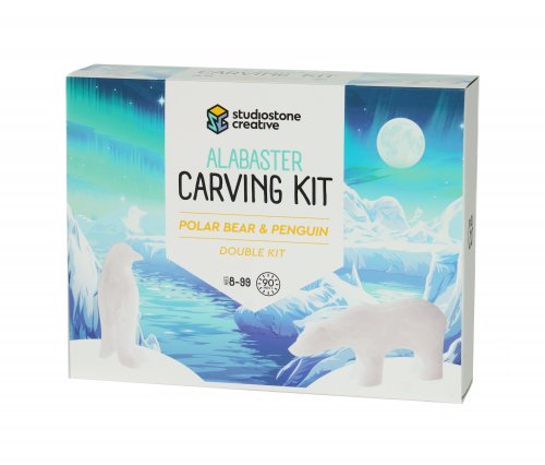 NEW! Polar Bear and Penguin Alabaster carving kit