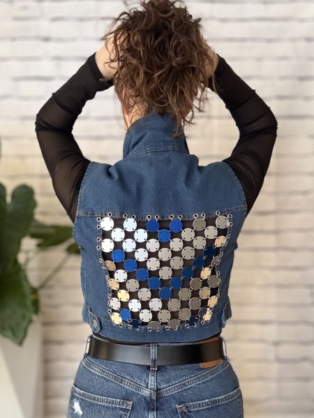 Upcycled Chainmail Denim Jacket